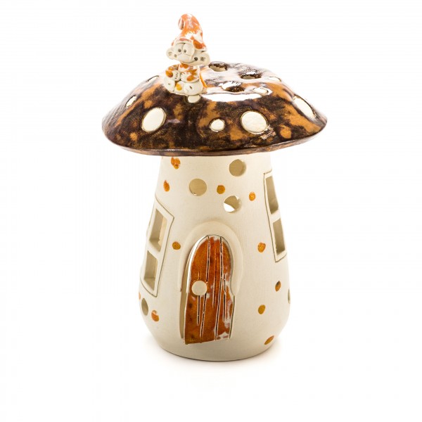 Teelichthaus Pilz mit einem Zwerg Größe II – M