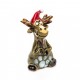 Keramik Minifigur - Elch sitzend mit Weihnachtsmütze - gemischte Farben 1