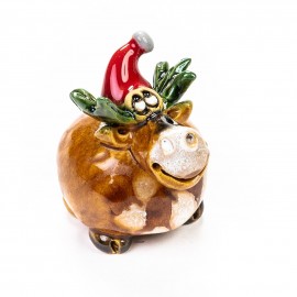 Keramik Minifigur - Weihnachtselch mit Mütze - gemischte Farben