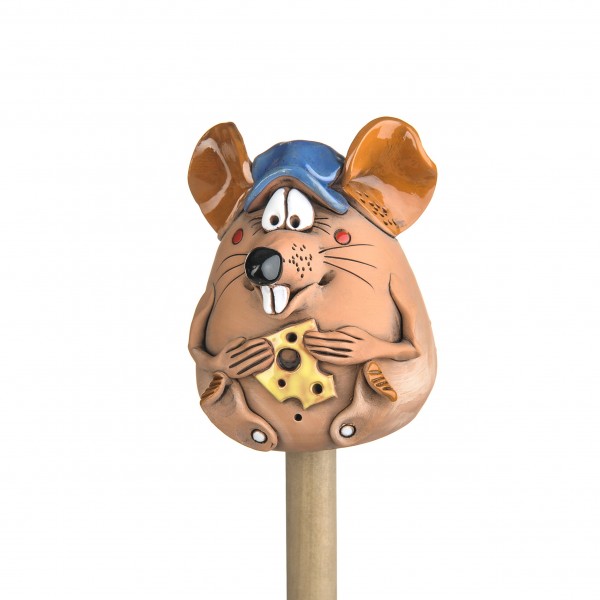 Gartenstecker Maus mit einer Mütze