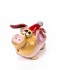 Keramik Minifigur - Schwein stehend mit Weihnachtsmütze - gemischte Farben