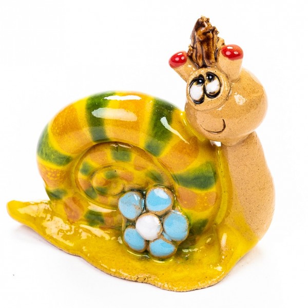 Keramik Minifigur - Schnecke mit Blume - gemischte Farben