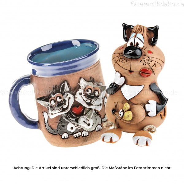 Keramikset 7 (2-tlg.): Motivtasse und Gartenstecker Katze