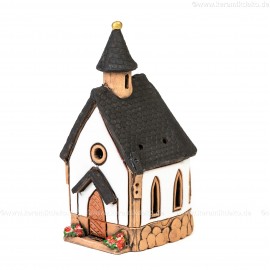 Lichthaus aus Keramik Nr. 30. Dorf-Kirche - Teelichthalter, Räucherhaus und Dekohaus