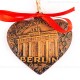 Berlin - Brandenburger Tor - Herzform, braun, handgefertigte Keramik, Weihnachtsbaum-Hänger 2
