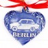 Berlin - Trabant - Herzform, blau, handgefertigte Keramik, Weihnachtsbaum-Hänger