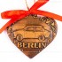 Berlin - Trabant - Herzform, braun, handgefertigte Keramik, Weihnachtsbaum-Hänger