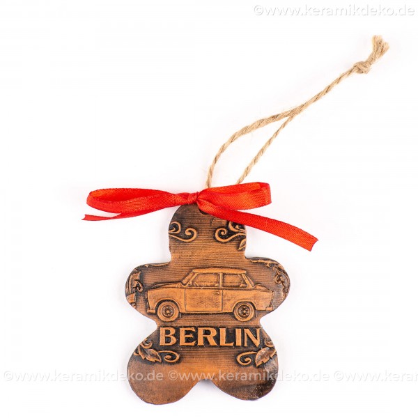 Berlin - Trabant - Keksform, braun, handgefertigte Keramik, Christbaumschmuck