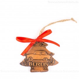 Berlin - Trabant - Weihnachtsbaum-form, braun, handgefertigte Keramik, Weihnachtsbaumschmuck