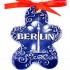 Berlin - Fernsehturm - Keksform, blau, handgefertigte Keramik, Christbaumschmuck