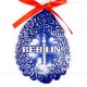 Berlin - Fernsehturm - Weihnachtsmann-form, blau, handgefertigte Keramik, Baumschmuck zu Weihnachten 2