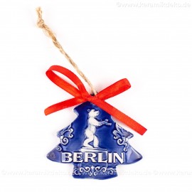 Berlin - Fernsehturm - Weihnachtsbaum-form, blau, handgefertigte Keramik, Weihnachtsbaumschmuck