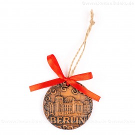 Berlin - Fernsehturm - runde form, braun, handgefertigte Keramik, Weihnachtsbaumschmuck
