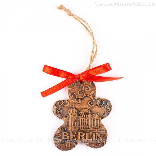 Berlin - Fernsehturm - Keksform, braun, handgefertigte Keramik, Christbaumschmuck
