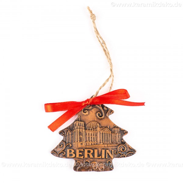 Berlin - Fernsehturm - Weihnachtsbaum-form, braun, handgefertigte Keramik, Weihnachtsbaumschmuck