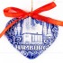 Hamburg - Panorama mit Elbphilharmonie - Herzform, blau, handgefertigte Keramik, Weihnachtsbaum-Hänger
