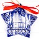 Hamburg - Panorama mit Elbphilharmonie - Sternform, blau, handgefertigte Keramik, Christbaumschmuck 2