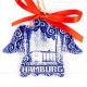 Hamburg - Panorama mit Elbphilharmonie - Engelform, blau, handgefertigte Keramik, Weihnachtsbaum-Hänger 2