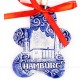Hamburg - Panorama mit Elbphilharmonie - Keksform, blau, handgefertigte Keramik, Christbaumschmuck 2