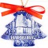 Hamburg - Panorama mit Elbphilharmonie - Weihnachtsbaum-form, blau, handgefertigte Keramik, Weihnachtsbaumschmuck