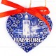Hamburger Hafen - Herzform, blau, handgefertigte Keramik, Weihnachtsbaum-Hänger 2