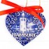 Hamburger Hafen - Herzform, blau, handgefertigte Keramik, Weihnachtsbaum-Hänger