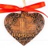 Hamburger Hafen - Herzform, braun, handgefertigte Keramik, Weihnachtsbaum-Hänger
