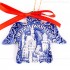 Schloss Neuschwanstein - Engelform, blau, handgefertigte Keramik, Weihnachtsbaum-Hänger