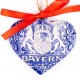 Bayern - Herzform, blau, handgefertigte Keramik, Weihnachtsbaum-Hänger 2