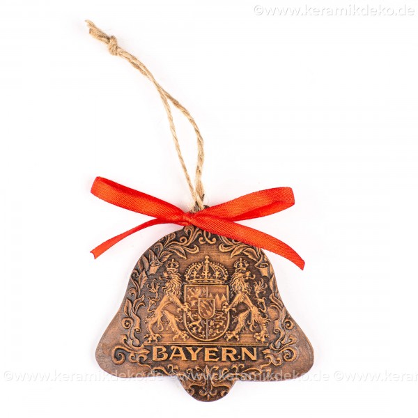 Bayern - Glockenform, braun, handgefertigte Keramik, Baumschmuck zu Weihnachten
