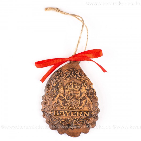 Bayern - Weihnachtsmann-form, braun, handgefertigte Keramik, Baumschmuck zu Weihnachten