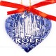 Kölner Dom - Herzform, blau, handgefertigte Keramik, Weihnachtsbaum-Hänger 2