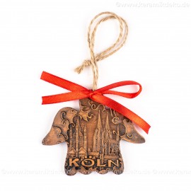 Kölner Dom - Engelform, braun, handgefertigte Keramik, Weihnachtsbaum-Hänger