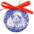 Frankfurter Römer - Altstadt - runde form, blau, handgefertigte Keramik, Weihnachtsbaumschmuck