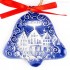 Frankfurter Römer - Altstadt - Glockenform, blau, handgefertigte Keramik, Baumschmuck zu Weihnachten
