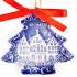 Frankfurter Römer - Altstadt - Weihnachtsbaum-form, blau, handgefertigte Keramik, Weihnachtsbaumschmuck