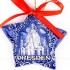 Dresden - Sternform, blau, handgefertigte Keramik, Christbaumschmuck