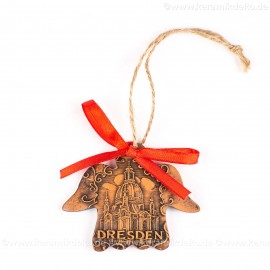 Dresden - Engelform, braun, handgefertigte Keramik, Weihnachtsbaum-Hänger