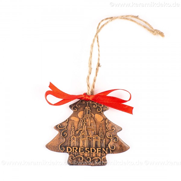 Dresden - Weihnachtsbaum-form, braun, handgefertigte Keramik, Weihnachtsbaumschmuck