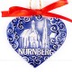Nürnberg - Schöner Brunnen - Herzform, blau, handgefertigte Keramik, Weihnachtsbaum-Hänger 2