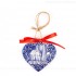 Nürnberg - Schöner Brunnen - Herzform, blau, handgefertigte Keramik, Weihnachtsbaum-Hänger