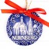 Nürnberg - Schöner Brunnen - runde form, blau, handgefertigte Keramik, Weihnachtsbaumschmuck