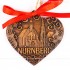 Nürnberg - Schöner Brunnen - Herzform, braun, handgefertigte Keramik, Weihnachtsbaum-Hänger