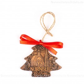 Nürnberg - Schöner Brunnen - Weihnachtsbaum-form, braun, handgefertigte Keramik, Weihnachtsbaumschmuck