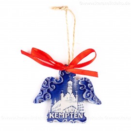 Kempten - Engelform, blau, handgefertigte Keramik, Weihnachtsbaum-Hänger