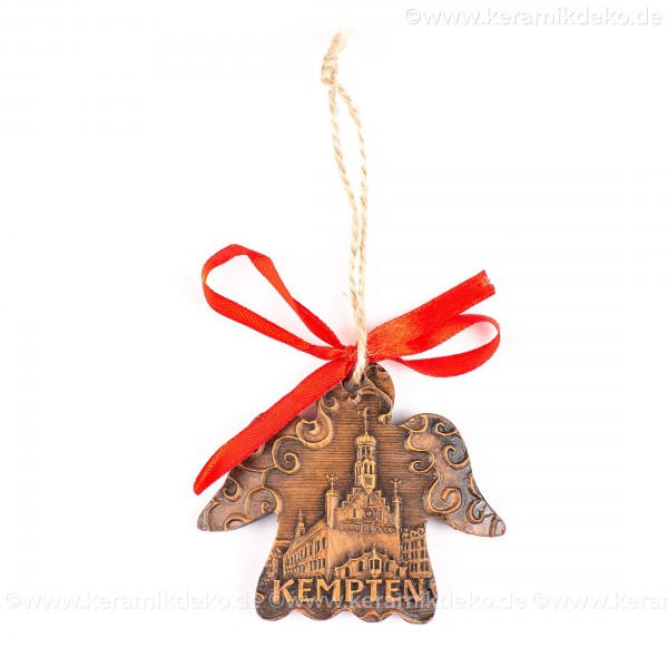 Kempten - Engelform, braun, handgefertigte Keramik, Weihnachtsbaum-Hänger