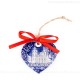 Ludwigsburg - Herzform, blau, handgefertigte Keramik, Weihnachtsbaum-Hänger 1