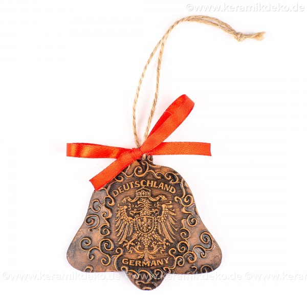 Bundesadler - Wappen - Glockenform, braun, handgefertigte Keramik, Baumschmuck zu Weihnachten