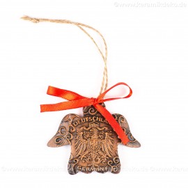 Bundesadler - Wappen - Engelform, braun, handgefertigte Keramik, Weihnachtsbaum-Hänger