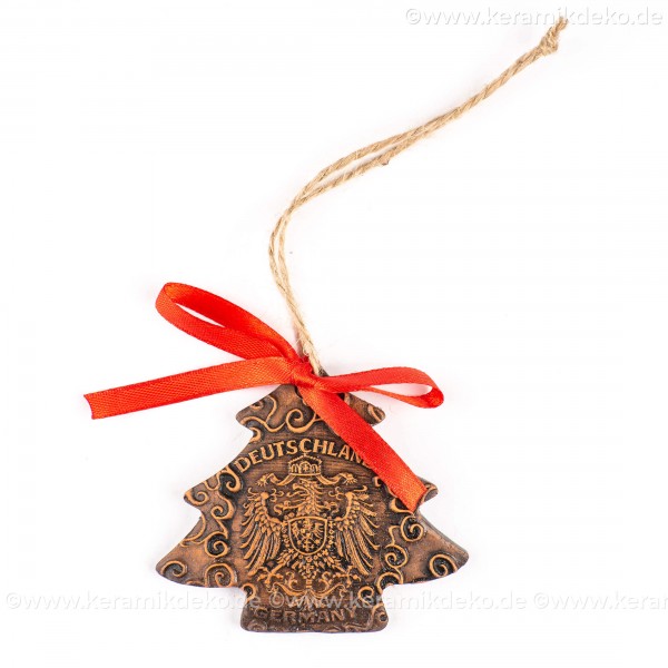Bundesadler - Wappen - Weihnachtsbaum-form, braun, handgefertigte Keramik, Weihnachtsbaumschmuck